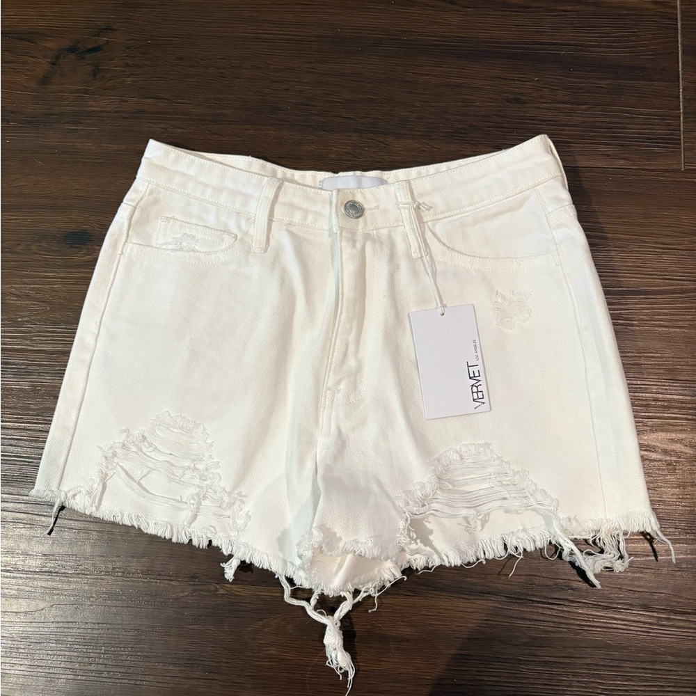White jean shorts